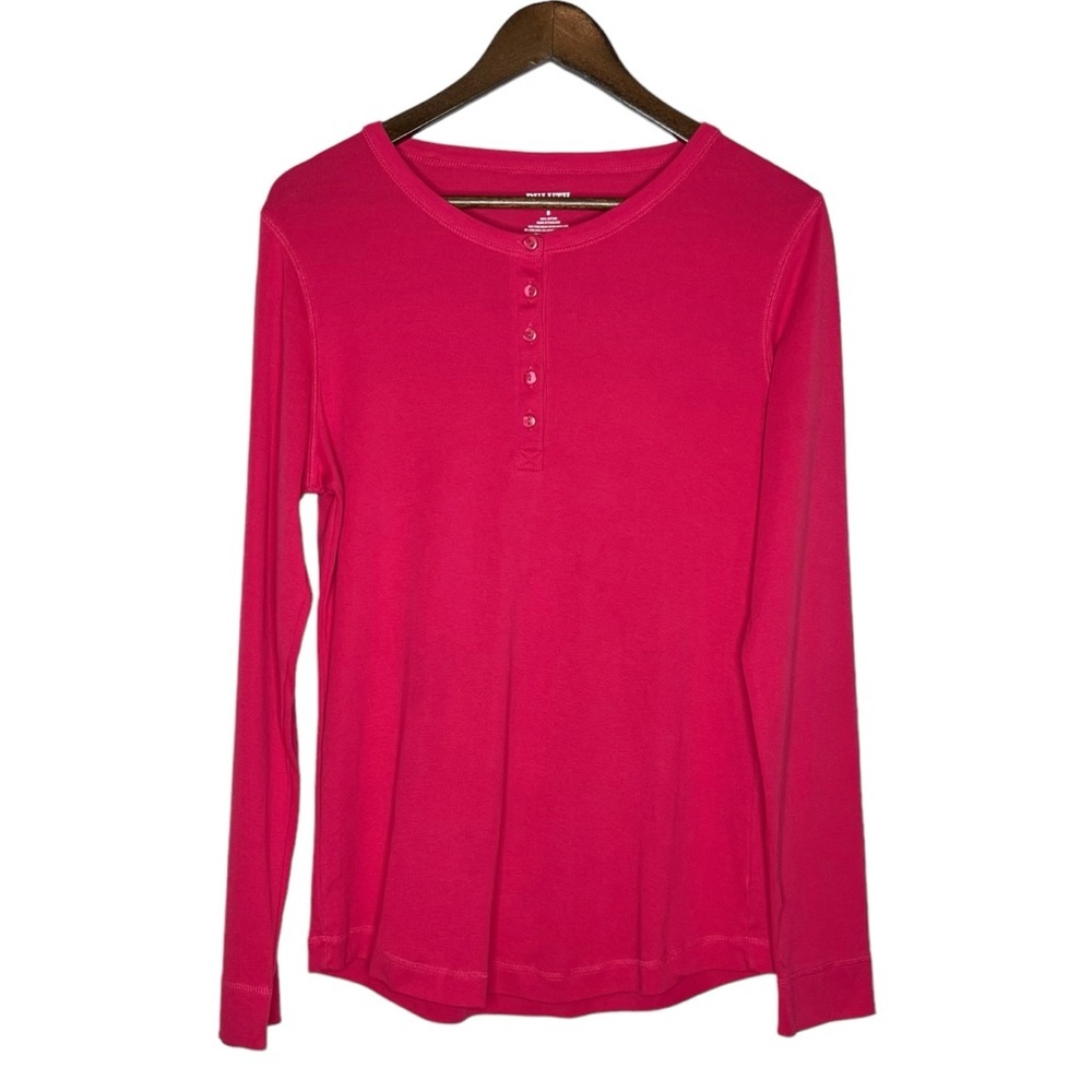 Duluth Trading Company Women’s Pink Longtail Long Sleeve Henley Top Size Small